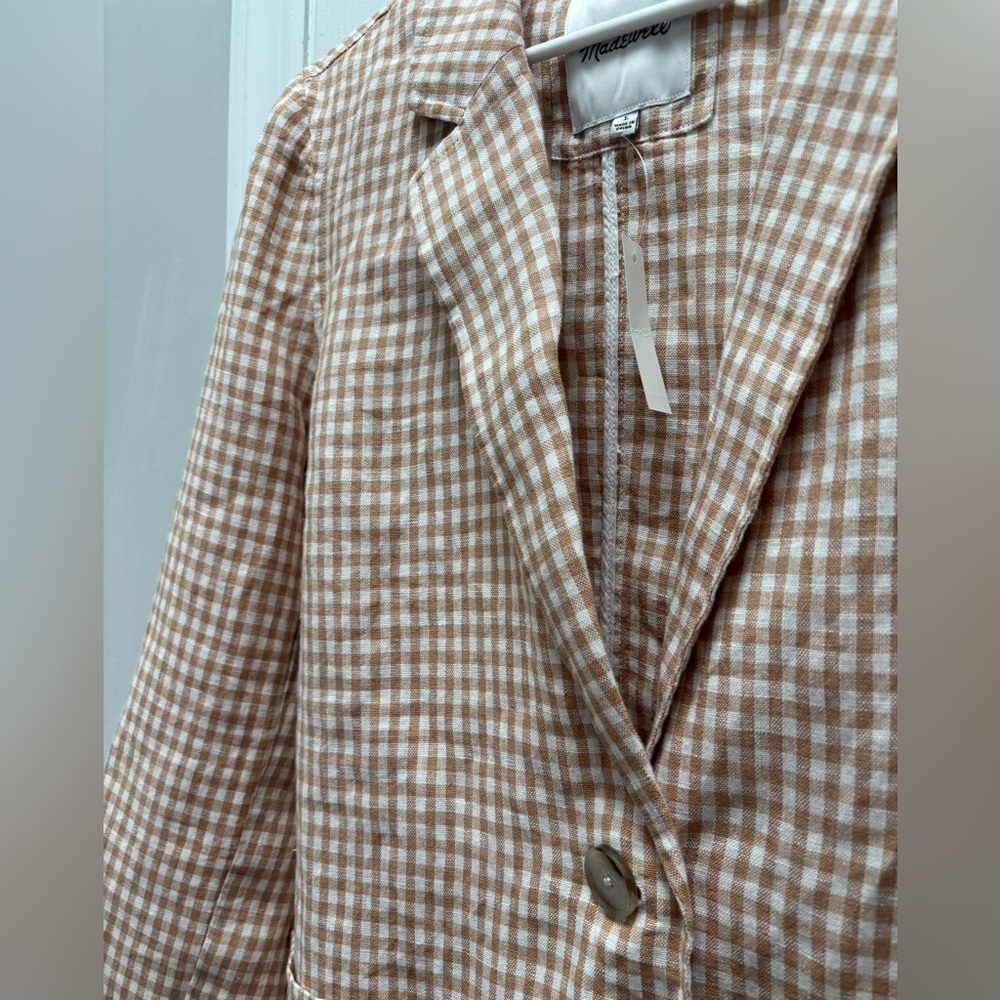 Madewell Linen Dorset Blazer in Gingham Check - Picture 5 of 15